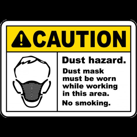 Dust Mask Must Be Worn In Area Sign